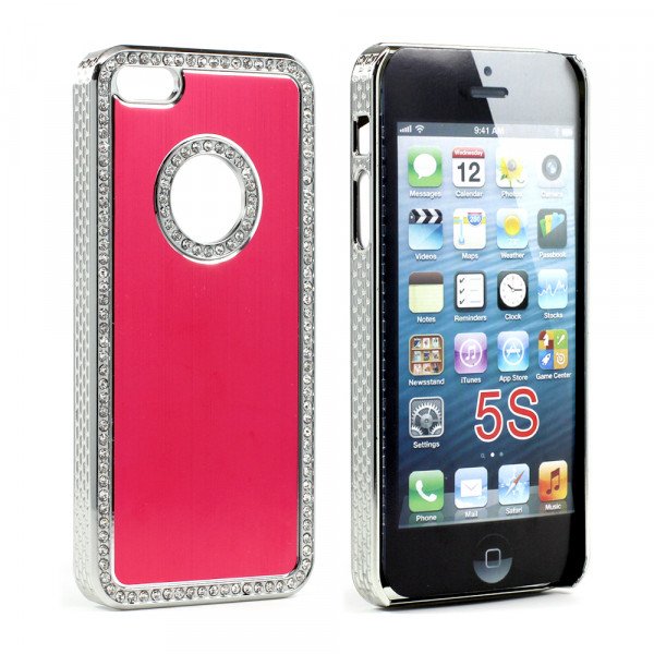 Wholesale iPhone 5 5S  Aluminum Diamond Chrome Case (Red)